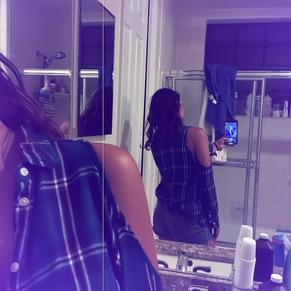 Cold shoulder blue flannel - Picture 4 of 4
